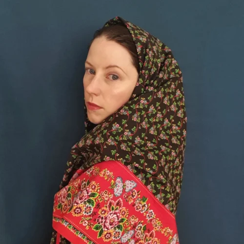 Turecký šátek Šeřík- tmavý s halúzkami - 154x154 cm