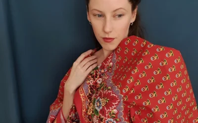 Turecký šátek List- červený kytičkový