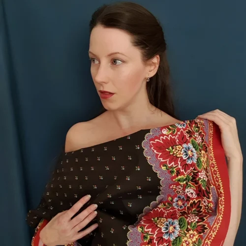 Turecký šátek List- tmavý kytičkový PŘEDPRODEJ