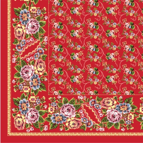 Turecký šátek Lusk červený halúzkový, šátek ke kroji, na hody.