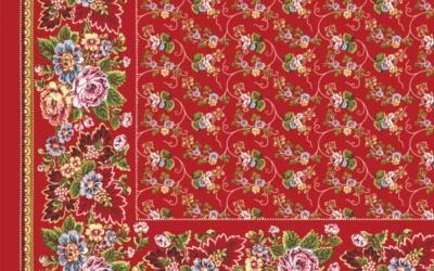 Turecký šátek Listový – červený halúzkový