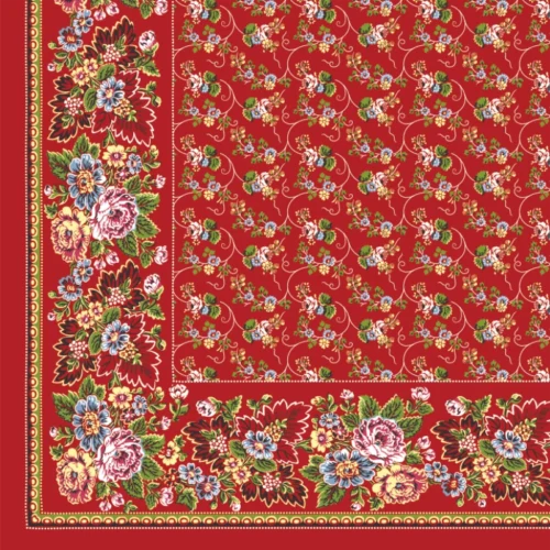 Turecký šátek Listový - červený halúzkový PŘEDPRODEJ