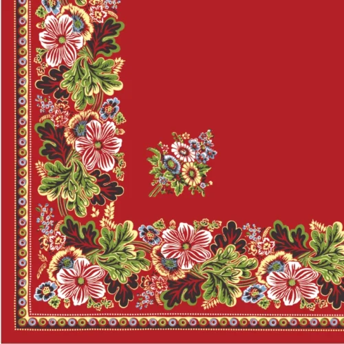 červený turecký šátek velikost 154 x154 cm, bez vzoru ve středu.