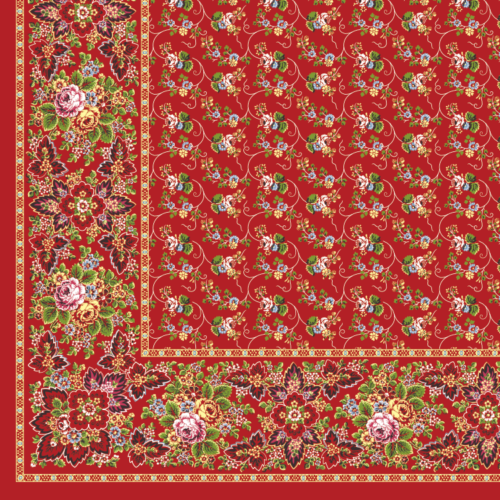 Turecký šátek Lozový s halúzkami a ružičkami.