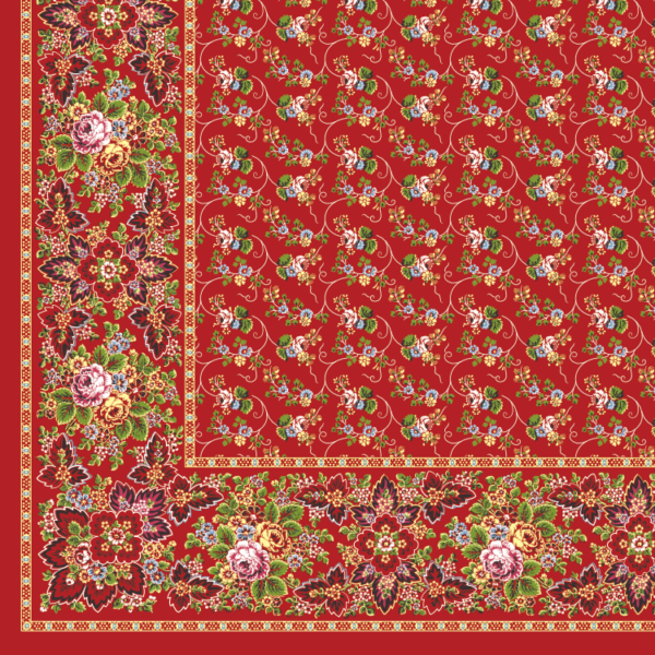 Turecký šátek Lozový s halúzkami a ružičkami.